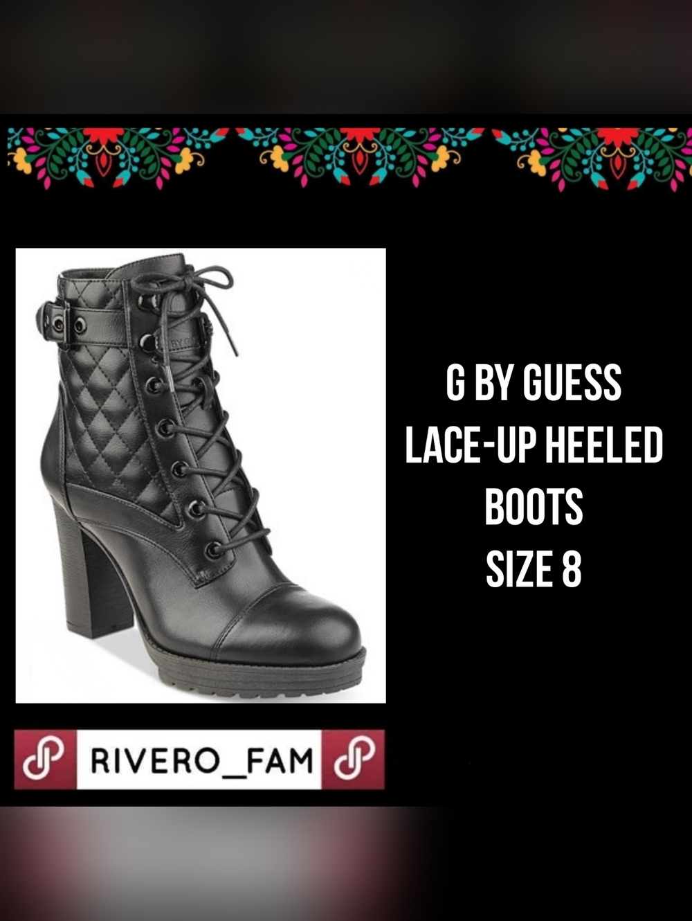 G BY GUESS | LACE-UP HEELED BOOTS | SIZE 8